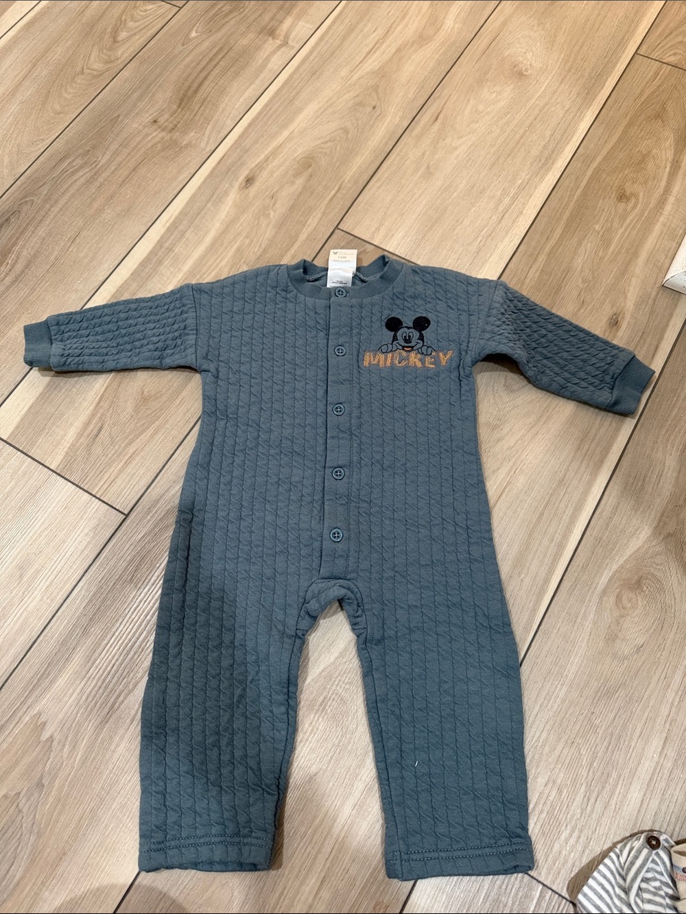 Disney Slate Blue Mickey Quilted Baby One-Piece